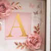 Personalized Monogram Shadow Box with 3D Roses (Pink & Gold)